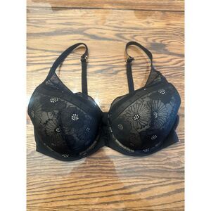 Aerie Real Power Floral Lace Plunge Padded Underwire Push Up Bra Black Size 38C